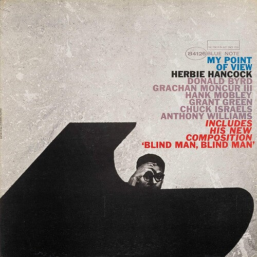 Album cover of 'My Point of View' by Herbie Hancock featuring a pianist behind a piano.