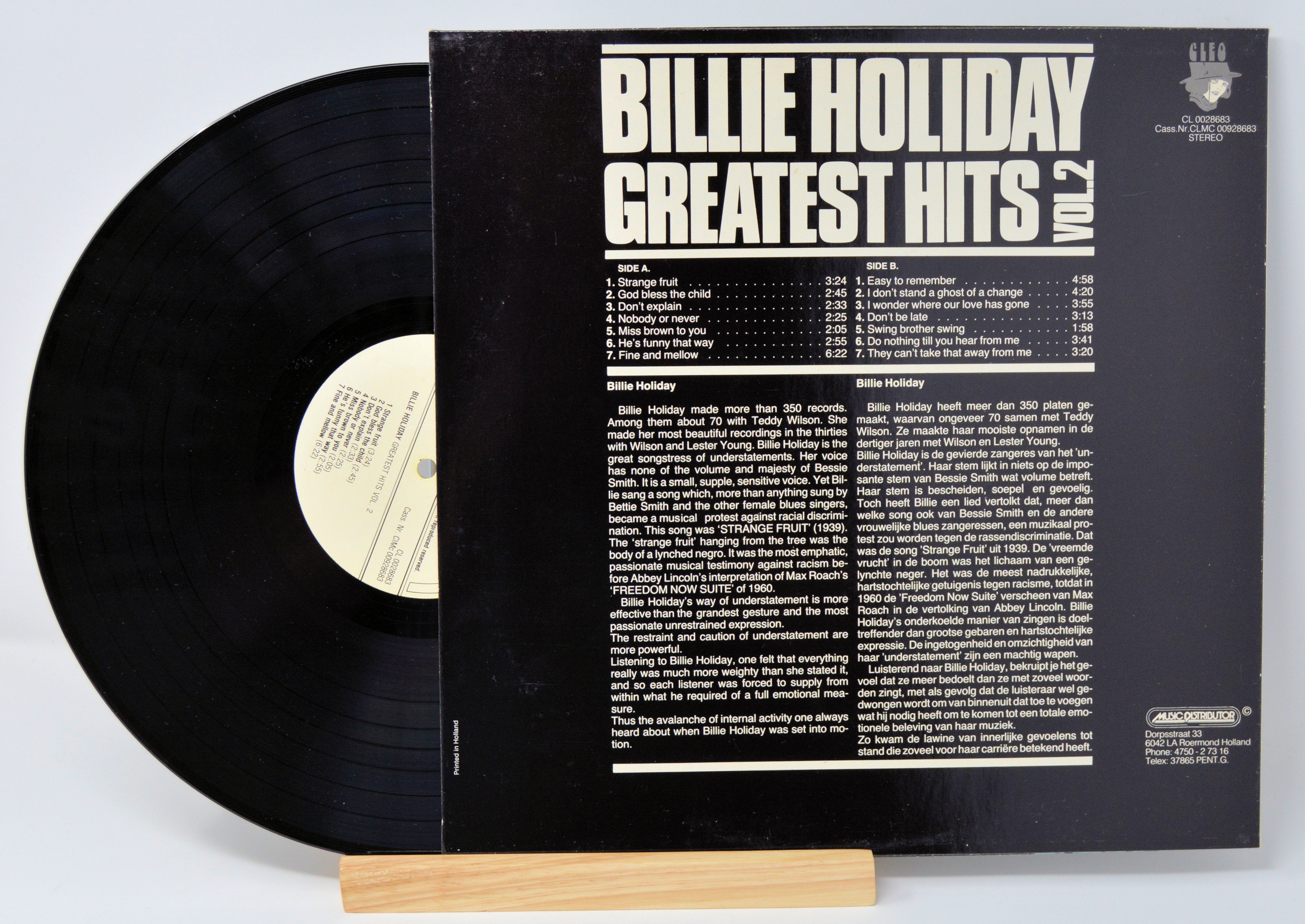 Billie Holiday - Greatest Hits Vol 2, Vinyl Record 2LP, Strange Fruit ...