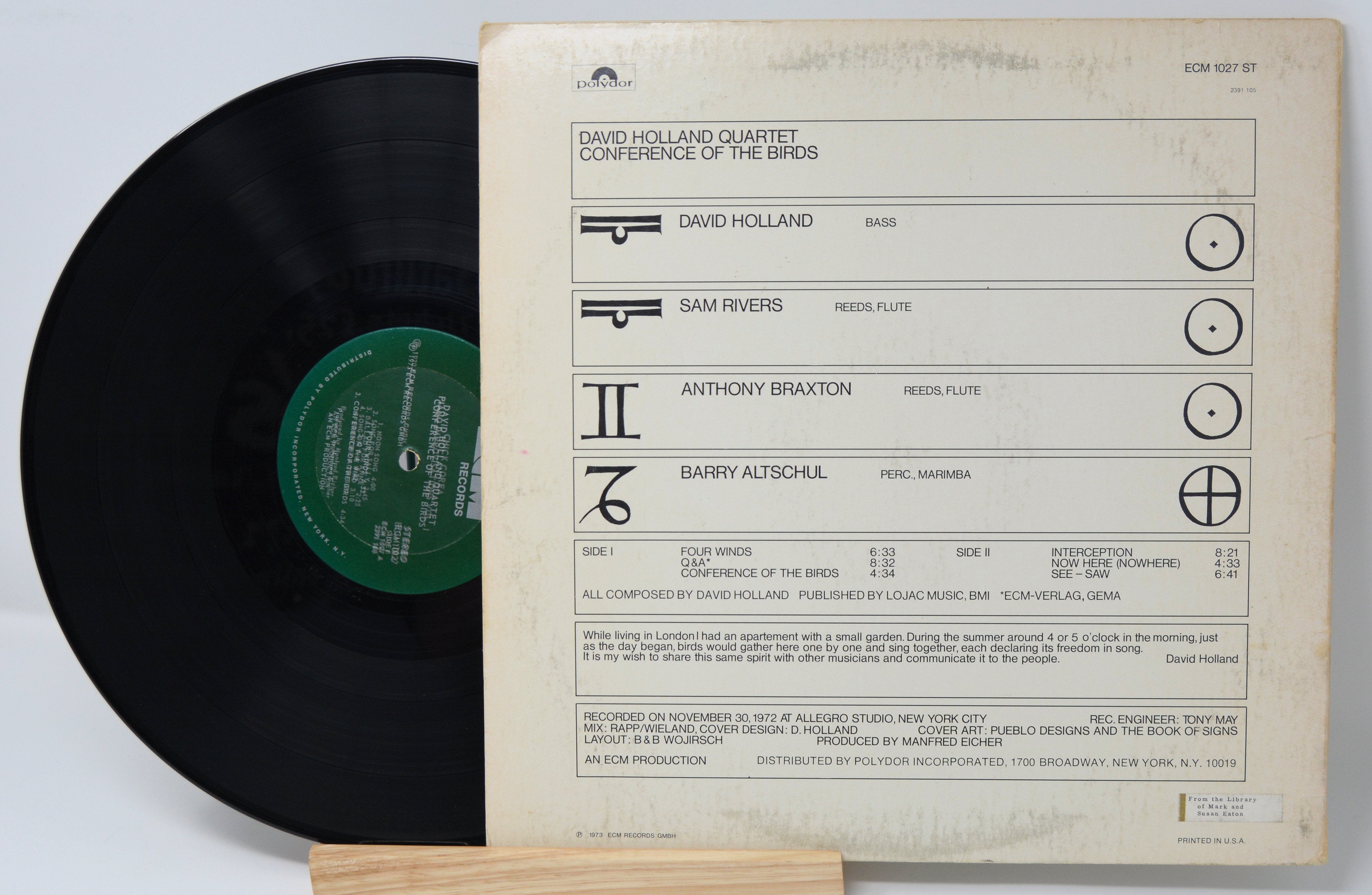 Holland, Dave Conference Of The Birds, Vinyl Record LP, ECM 1027