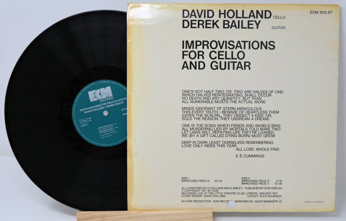 Holland, David - Improvisations For Cello And Guitar