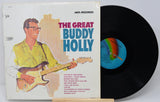 Vinyl record with cover featuring a man playing guitar and text 'The Great Buddy Holly' on MCA Records.