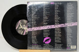 Back cover of Hollywood Underground vinyl LP showing track list and purple lipstick graphic
