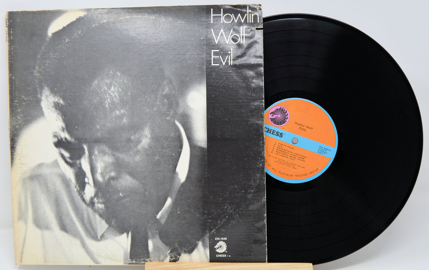 Vinyl record with cover featuring a black and white portrait and 'Chess' label.