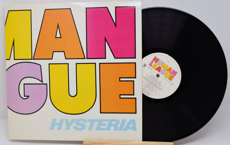 Vinyl record with colorful album cover and 'Human League' record label.