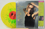 Back cover of Iggy Pop Live at The Channel Boston 1988 vinyl with tracklist, artist photo, and yellow-green splatter record
