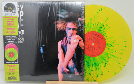 Front cover of Iggy Pop Live at The Channel Boston 1988 double vinyl featuring exclusive packaging and yellow-green splatter LP