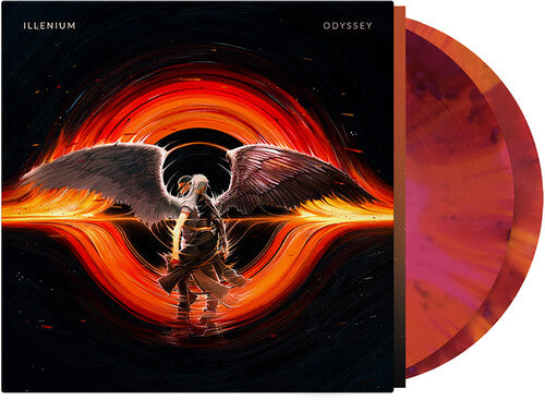 Vinyl record with a cover featuring an angel and fiery design, labeled 'Illenium Odyssey'.