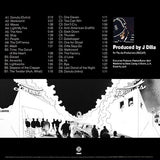 Album tracklist with black and white illustration of a city street scene.