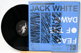 Jack White Fear of the Dawn vinyl record with blue abstract cover and tracklist