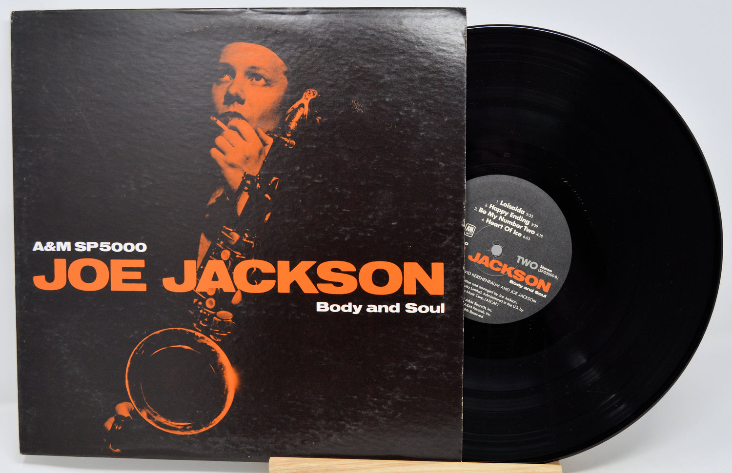 Vinyl record with cover featuring Joe Jackson's 'Body and Soul' on a white background