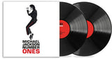 Vinyl records with a cover featuring Michael Jackson's iconic pose, labeled 'Michael Jackson Number Ones'.