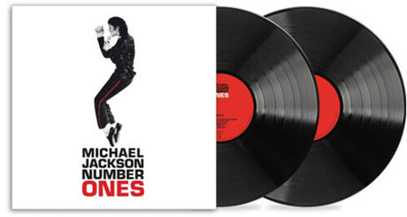 Vinyl records with a cover featuring Michael Jackson's iconic pose, labeled 'Michael Jackson Number Ones'.