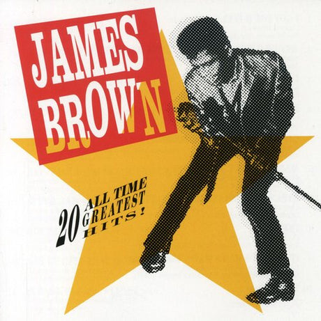James Brown 20 All Time Greatest Hits album cover featuring star design and iconic pose