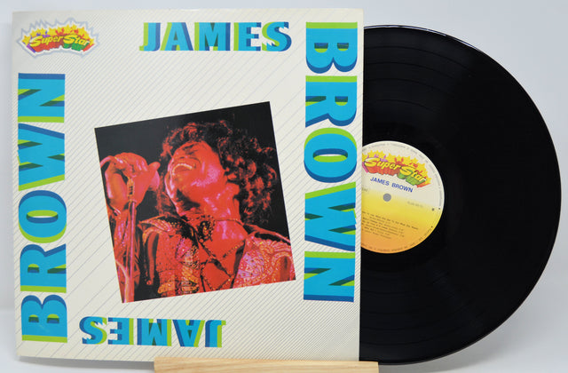 Vinyl record with cover featuring James Brown on a white background