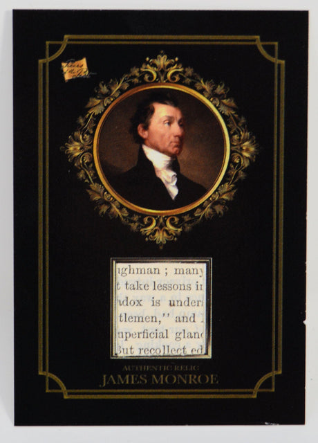 James Monroe authentic relic card with manuscript fragment and portrait