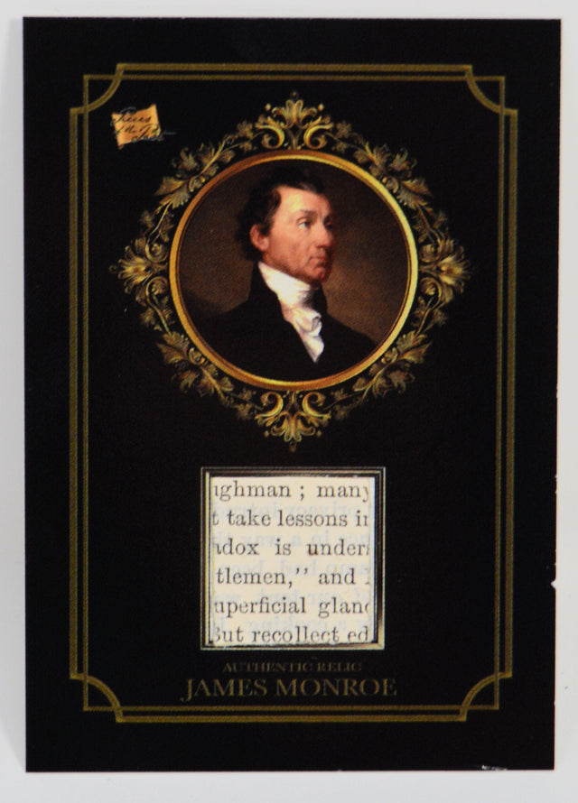 James Monroe authentic relic card with manuscript fragment and portrait