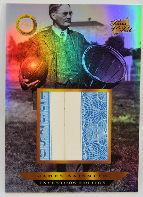 James Naismith Inventors Edition relic card featuring vintage portrait and authentic relic