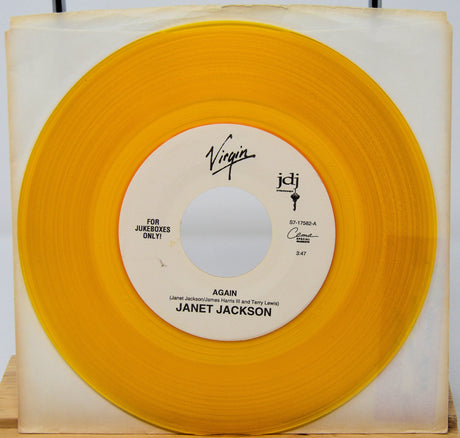 Janet Jackson Again limited edition yellow vinyl jukebox 7-inch single A-side