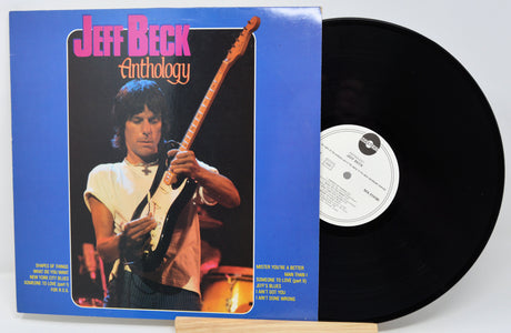 Jeff Beck Anthology vinyl record with blue cover and black disc