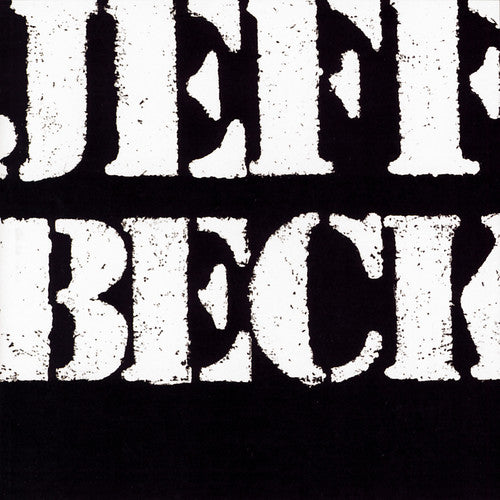 Black and white text of 'JEFF BECK' on a textured background