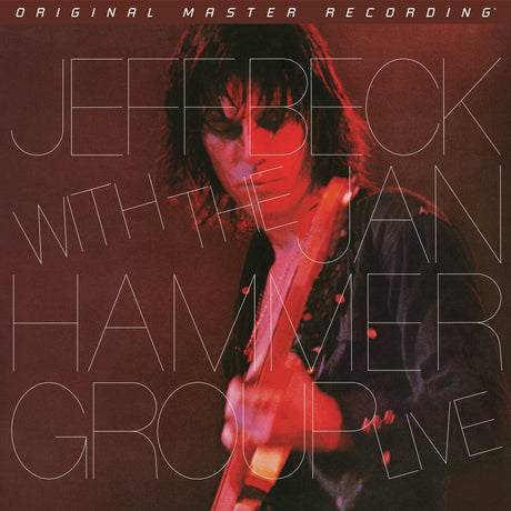 Vinyl record cover for Beck, Jeff - With the Jan Hammer Group Live featuring a black and red image of a person playing a guitar.