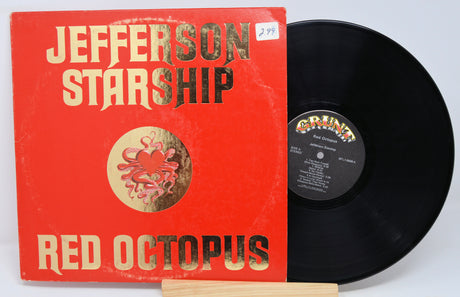 Vinyl record of Jefferson Starship - Red Octopus with a red cover featuring an illustration of an octopus.