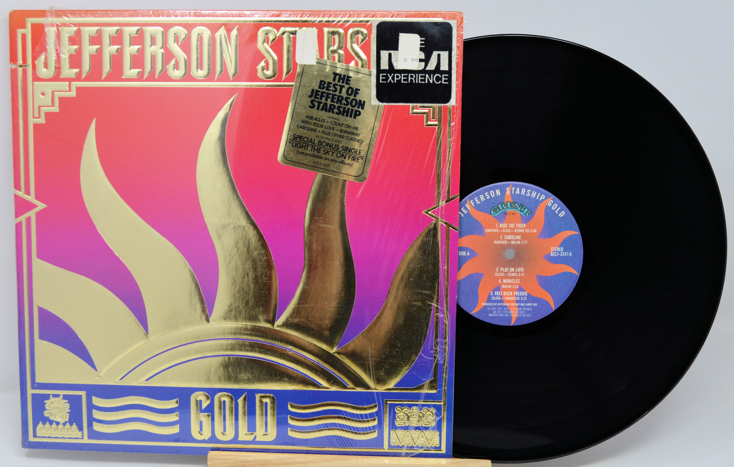 Vinyl record with a colorful cover featuring a person on roller skates.