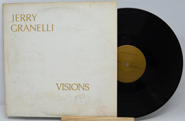 Vinyl record with cover titled 'Visions' by Jerry Granelli on a white background