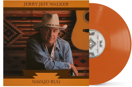 Vinyl record with cover featuring Jerry Jeff Walker and an acoustic guitar on a Navajo rug background