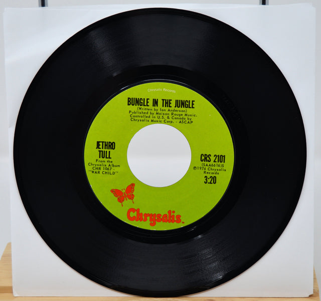 Jethro Tull 'Bungle in the Jungle' 45 RPM vinyl single with green Chrysalis label