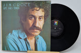Vinyl record with cover featuring a man's face and 'Jim Croce Life and Times' text.