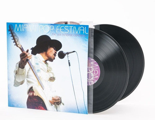 Vinyl record set with a cover featuring a musician holding a guitar and microphone, labeled 'Miami Pop Festival'.
