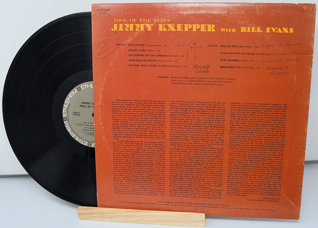 Back cover of Jimmy Knepper Idol of the Flies vinyl LP with track listing and liner notes