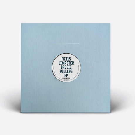 Light blue vinyl record sleeve with a round label on a white background