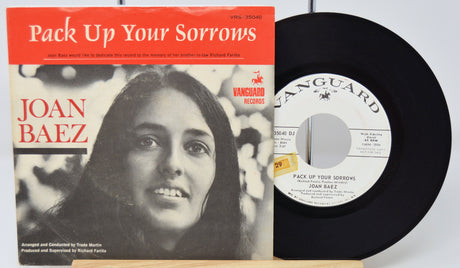 Joan Baez Pack Up Your Sorrows 45 RPM vinyl single and original sleeve front view