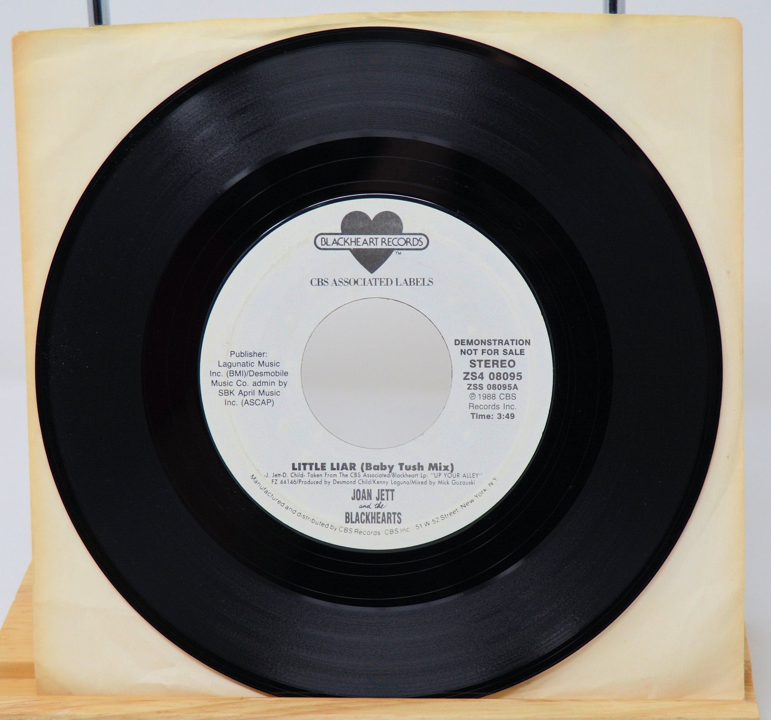 Joan Jett and the Blackhearts Little Liar Baby Tush Mix promo 45 rpm vinyl record, 1988