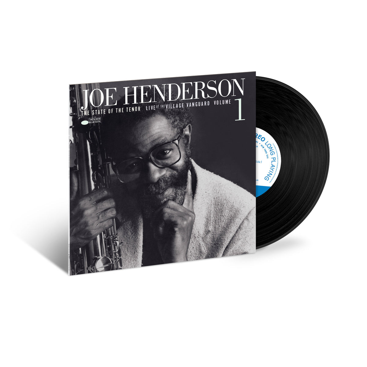 Vinyl record with Joe Henderson album cover featuring a black and white photo of a musician holding a saxophone.