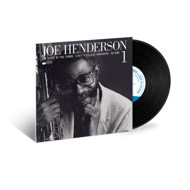 Vinyl record with Joe Henderson album cover featuring a black and white photo of a musician holding a saxophone.
