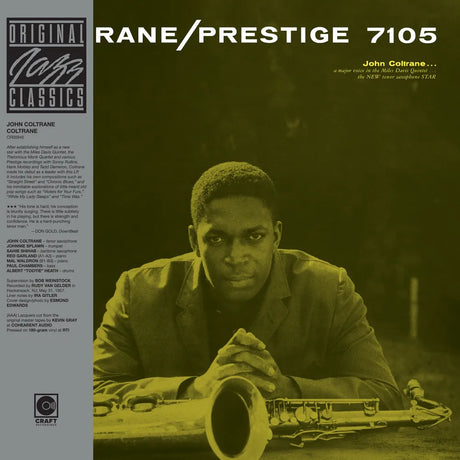 Album cover featuring John Coltrane with a saxophone, labeled 'Coltrrane Prestige 7105' and 'Original Jazz Classics'.