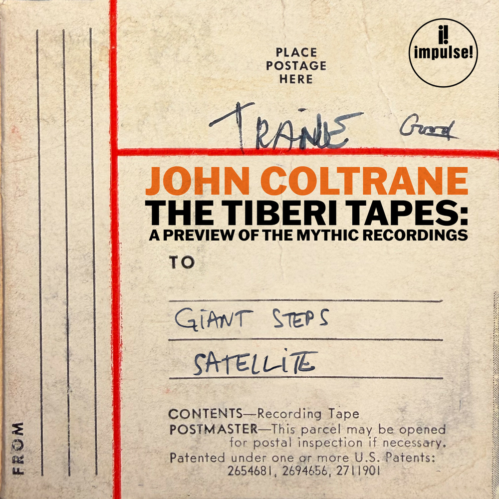 Album cover for John Coltrane's 'The Tiberi Tapes' with a vintage design.