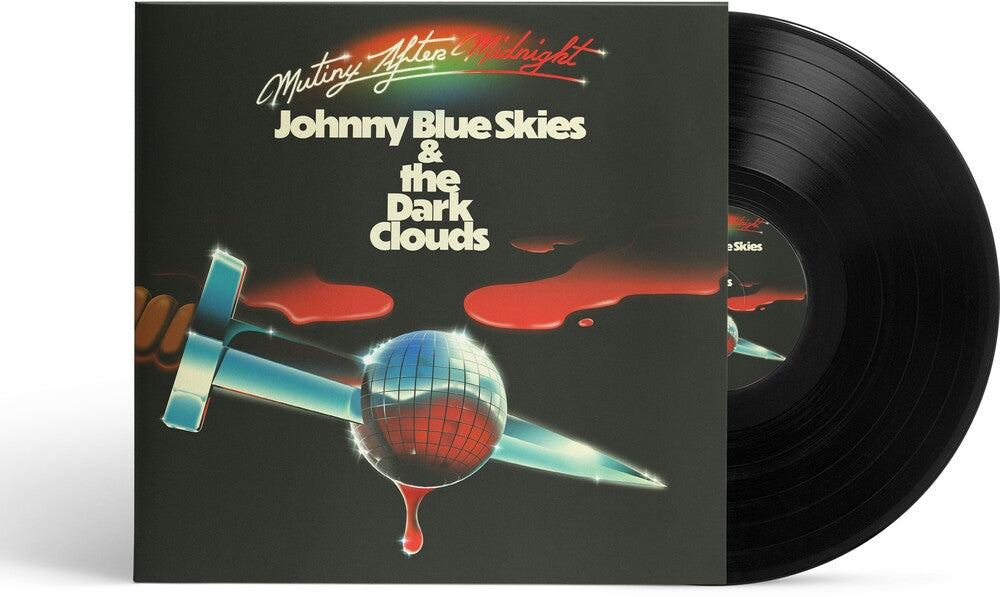 Vinyl record with cover featuring 'Johnny Blue Skies & the Dark Clouds' and a stylized sword design.