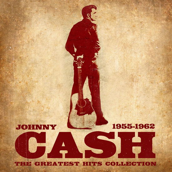 Vintage album cover of Johnny Cash: The Greatest Hits Collection 1955-1962 with silhouette and guitar