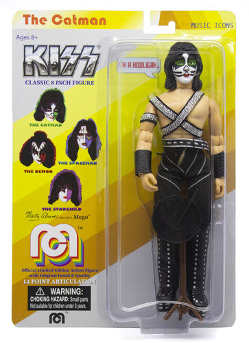 KISS action figure in packaging with yellow background