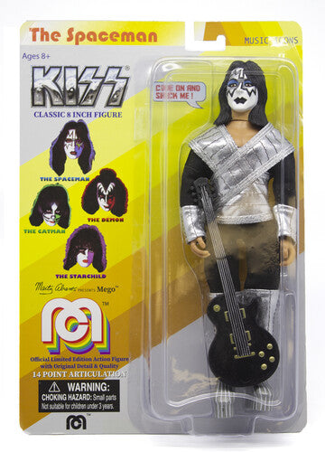 KISS Spaceman action figure in packaging with yellow background