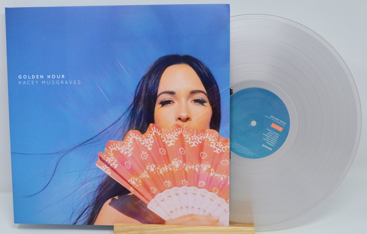 Golden Hour album cover featuring Kacey Musgraves with clear vinyl record