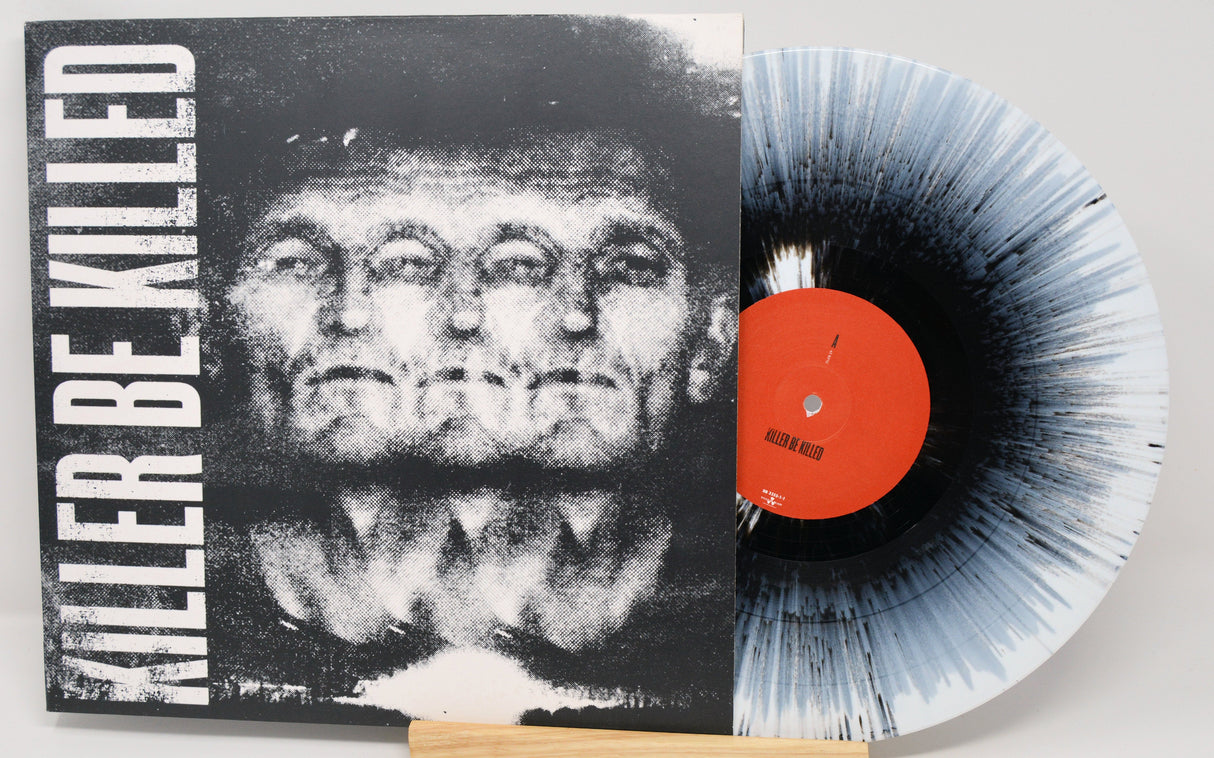 Killer Be Killed album cover with surreal triple face art and splatter vinyl LP