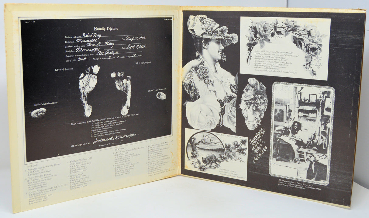 Open book with black and white images and text on a white background