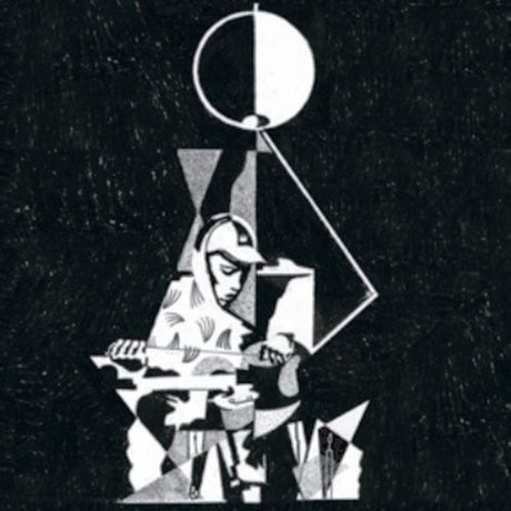 Album cover art for King Krule's 6 Feet Beneath The Moon featuring a black and white illustration of a person with a guitar.