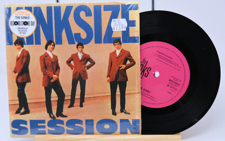 Vinyl record with cover featuring a band and text 'Kinksize Session' on a white background