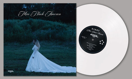 Vinyl record with a cover featuring a person in a white dress against a dark background